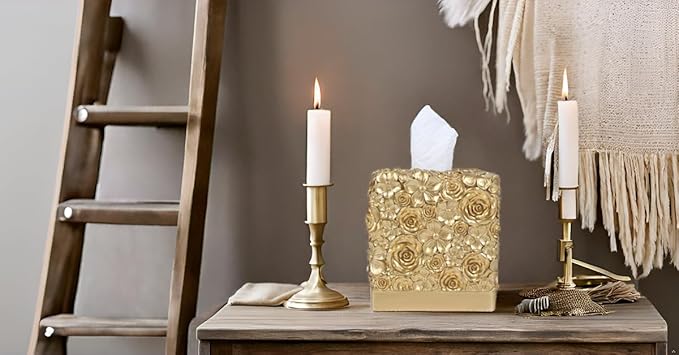Hymmah Modern Square Tissue Box Cover Holder,Bathroom Accessories Decor Unique Design Tissue Box Cover for Bathroom Vanity Counter Tops Also Great for Bedrooms and Living Rooms