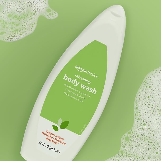 Amazon Basics Refreshing Nourishing Body Wash, Cucumber & Green Tea, Moisturizing, Paraben Free, Rich Lather, 22 fl oz (1-Pack)