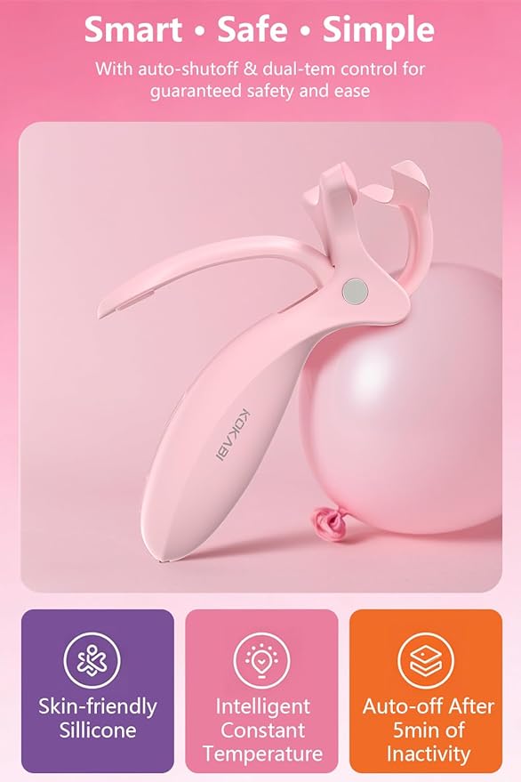 Smart Heated Eyelash Curler for Women: KOKABI Electric Eyelash Curler with USB-C Rechargeable, 10s Ready & Safe Silicone Pad | Salon-Level Eye Lash Curling That Last All Day (Pink)