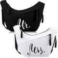 2 Pcs Wedding Gift Mr Mrs Crescent Bag Mr Mrs Travel Sling Crossbody Bag with Adjustable Strap for Bride Groom Couple Bridal Shower Engagement Bachelorette Party Honeymoon Gifts, Black White