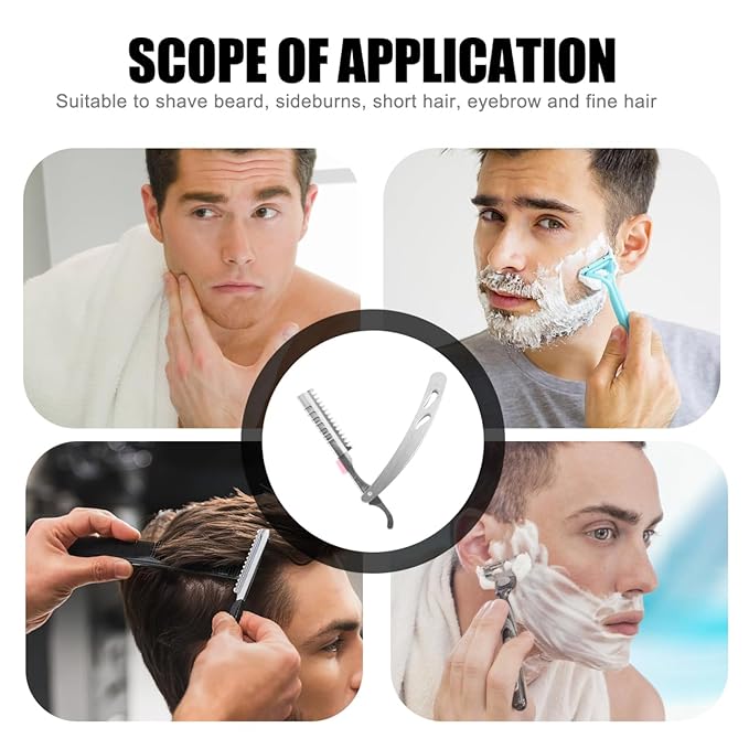 Straight Razors For Men, Stainless Steel Barber Razors Straight Single Edge Razor Kit Beard Shaping Tool Mens Barber Razors for Shaving