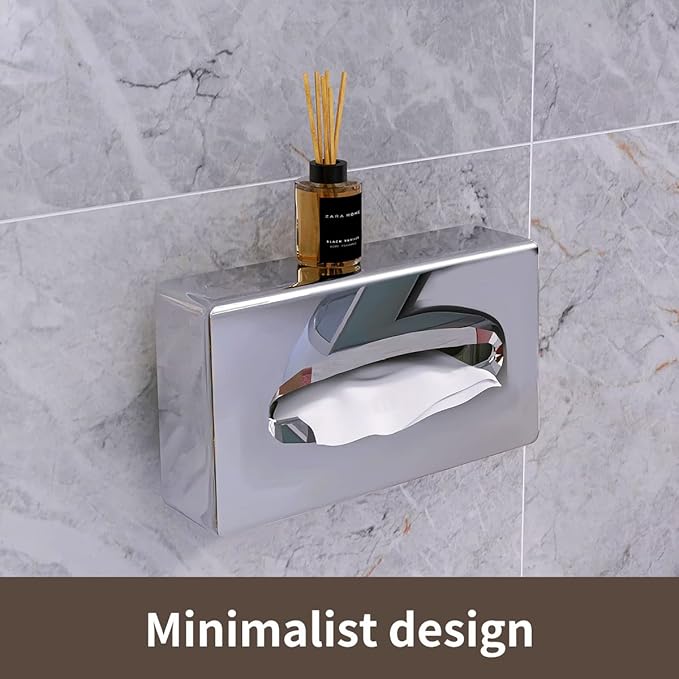 Tissue Box Cover, Rectangular Mirror Wall Mounted Facial Paper Holder Dispenser, Prefert for Storage on Bathroom Vanity, Kitchen, Night Stand, Countertops Office and Car.