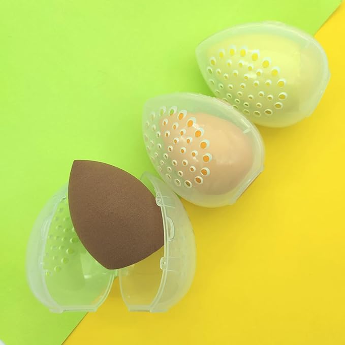 6 Pack Makeup Sponge Holder Carring Case Storage Box Clear Hard Container Protector for Cosmetic Make Up Blending Sponges Powder Puff Beauty Egg Blenders Travel Outdoor