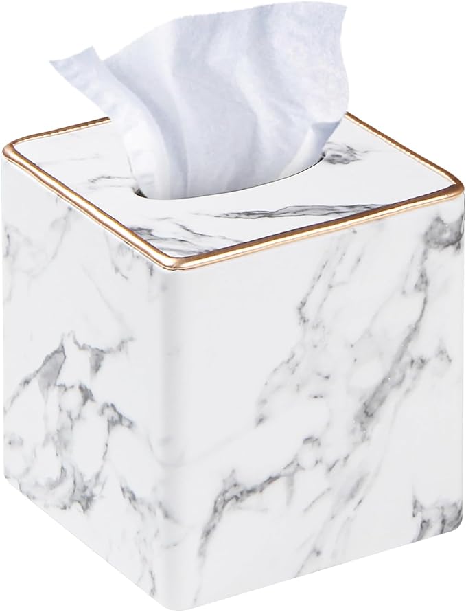 Leather Tissue Box Cover Square,Decorative Cube Tissue Box Holder with Magnetic Bottom,Facial Paper Organizer Table Napkin Case Dispenser for Bathroom,NightStand,Coffee Car,Home,Office
