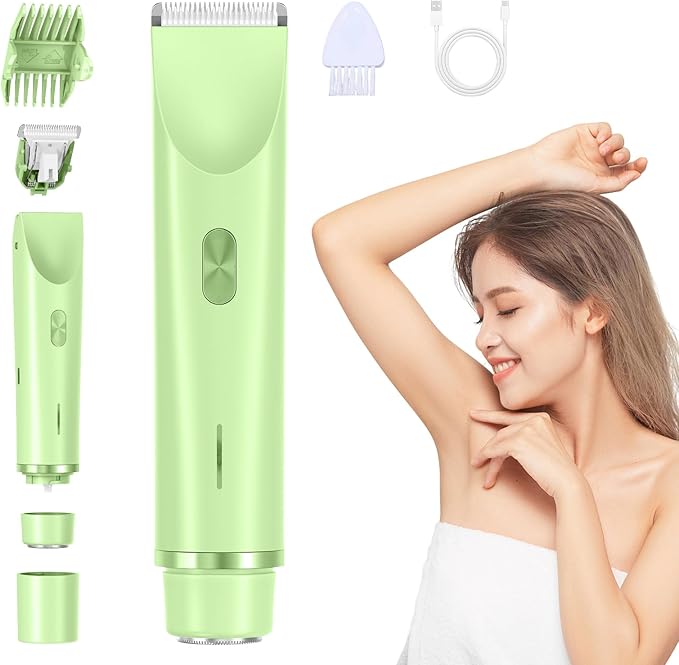 Bikini Trimmer Electric Razors for Women’s Sensitive Skin, IPX67 Waterproof Electric Pubic Hair Trimmer Personal Shaver, USB-C Rechargeable Cordless Body Hair Shaver for Bikini Line & Underarms