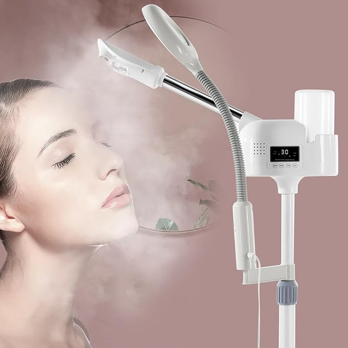 Artist hand Facial Steamer Professional 2 in 1 Hot Face Steamer with 5X LED Magnifying Lamp, Upgrade Esthetician Face Steamer for Facial Deep Cleansing, Fast Heat for Beauty Salon Spa Home Use