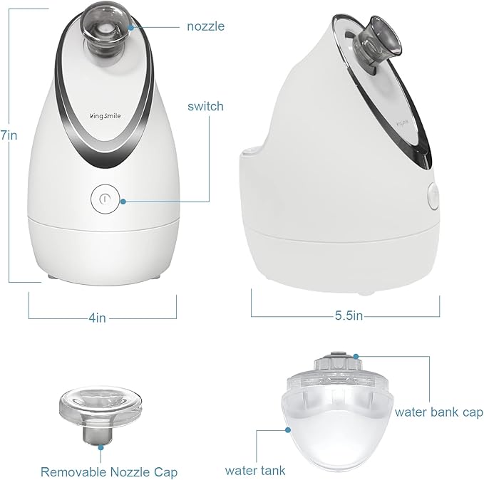 Kingsmile Facial Steamer for Face, 3 in 1 Face Steamer for Facial Deep Cleaning, Compact Nano Steamer - Aromatherapy, Adjustable Nozzle Warm Steam for Home SPA, Face Steamer for Sinuses with Hairband