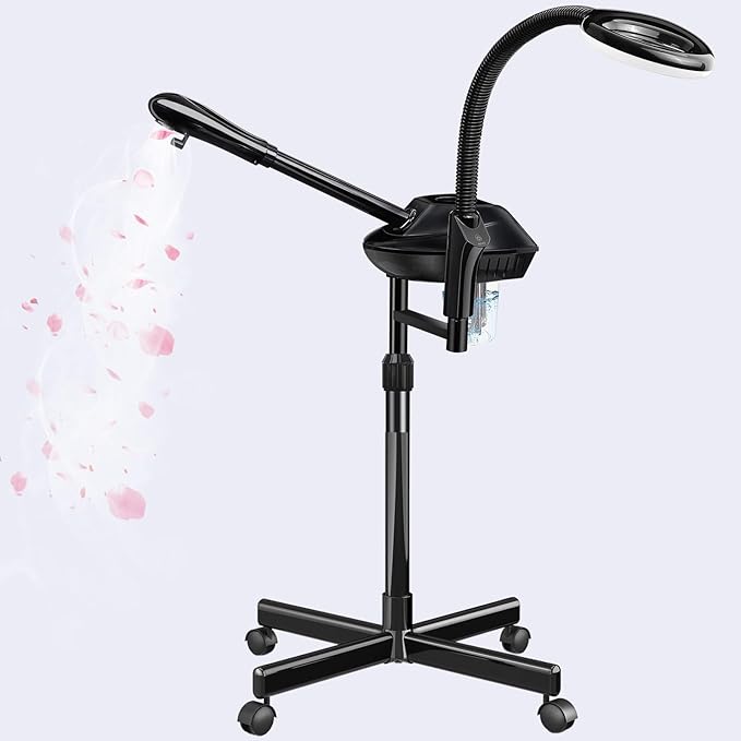 Professional Facial Steamer, 2 in 1 Facial Steamer with 5X Magnifying Lamp, Ozone Face Steamer, Suitable for Home or Beauty Spa Use