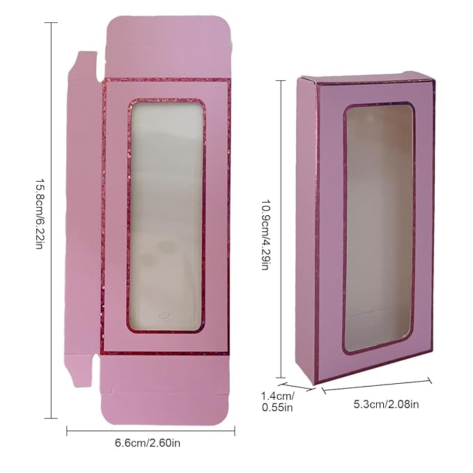 40 Pieces Lash Packing Empty Eyelashes Packaging Box and False Lash Trays, 20 Pieces Empty Eyelash Boxes Lash Box Packaging Empty with 20 Pieces Empty Eyelash Tray (Pink)
