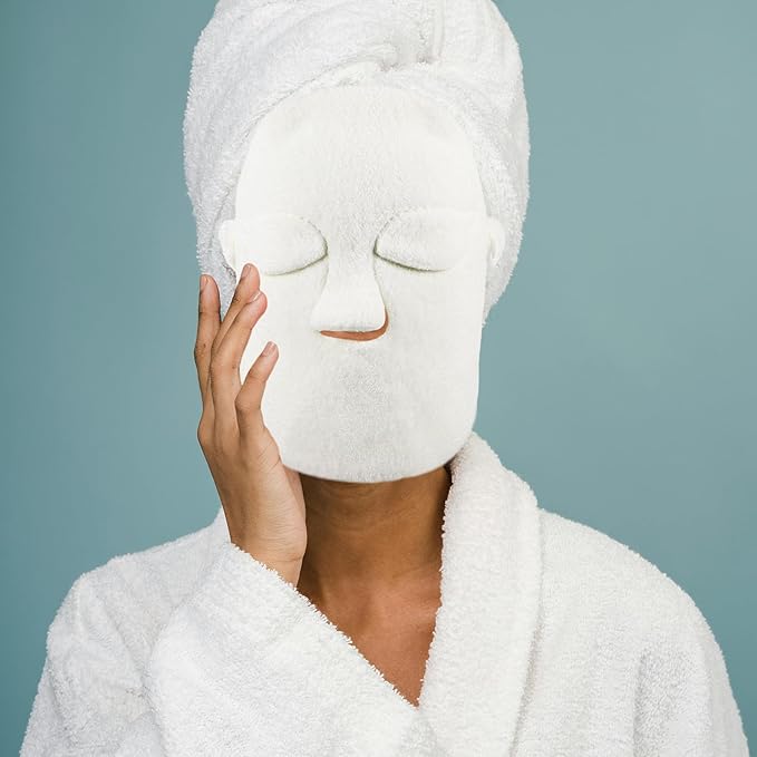 jojofuny Thickened Reusable Facial Beauty Towel Mask Double-Layer Hot Cold Compress Face Towel with Drawstring for Skincare and Facial Steamer Use