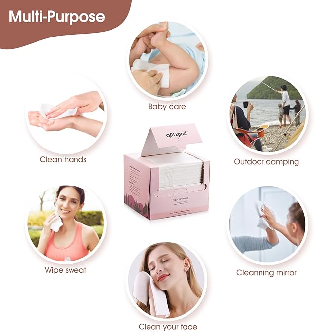 Disposable Face Towel Cloth Thicker Large Size 10"X12"Face Towelettes Disposable for Washing Clean Skin Towels Cleaning Towels