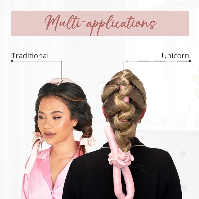 WIGI Premium Heatless Hair Curler, 100% Pure Mulberry Silk, No Heat Curling for Hair, DIY Hair Curlers to Sleep in Overnight (Pink, Basic)