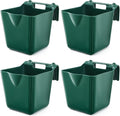 4 Pack 15 Quart Horse Feeders for Stall Hook Over Hanging Fence Hay Feeder Mountable Livestock Plastic Feed Bucket for Farm Stalls Pasture, Stable to Feed Horses Sheep Cattle Cows Etc(Green)