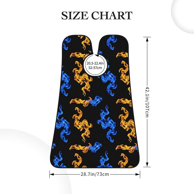 Adjustable Non-Stick Beard Apron, Hair Catcher Cape for Shaving Grooming, Waterproof with Suction Cups Men, Red Blue Fire Shave Bib