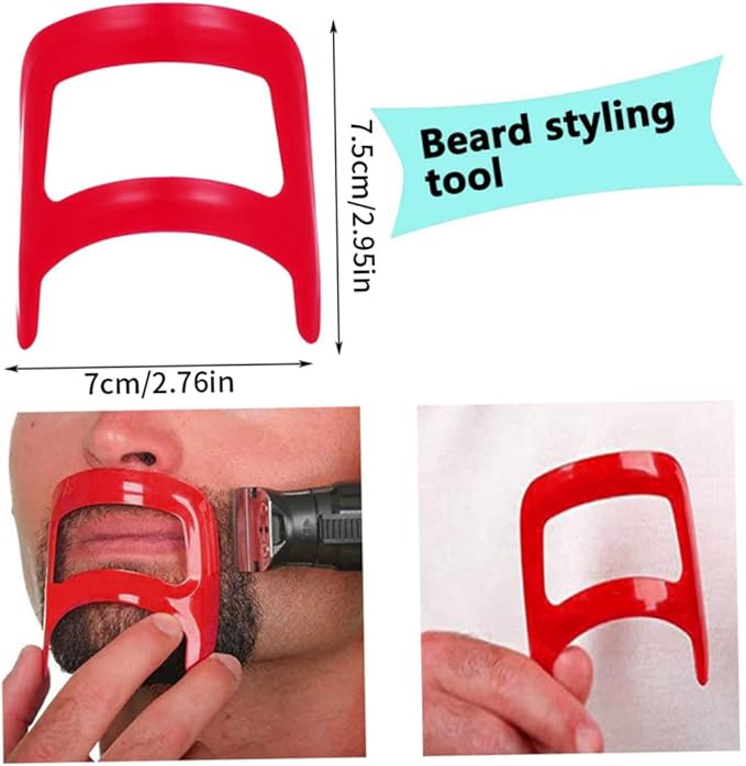 Beard Shaping Tool Kit Neckline Shaving Template Guide Set Red