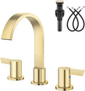Aolemi Bathroom Faucets 3 Hole,8 Inch Widespread Waterfall Bathroom Sink Faucet,2 Handles Vanity Faucet with Pop-up Drain and Supply Hose,Brushed Gold