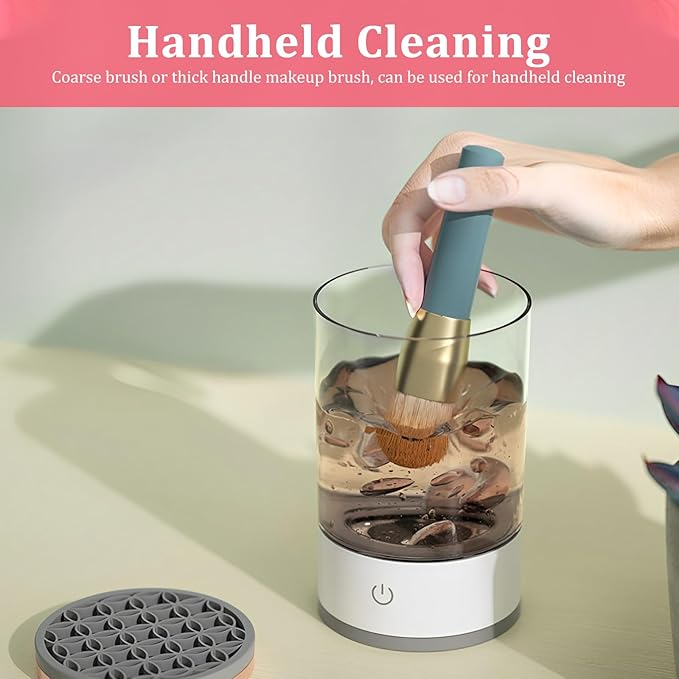 Electric Makeup Brush Cleaner Portable Makeup Brush Cleaner Machine USB Powered Cosmetic Brush Cleaner Deep Cleaning Cosmetics Brushes Cleaning Tools for Makeup Brush 16x9x9cm(White)