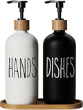 Dish Soap Dispenser for Kitchen Sink.Glass Hand Soap Dispenser, Modern Farmhouse Decor for Bathroom,Kitchen Sink Decor