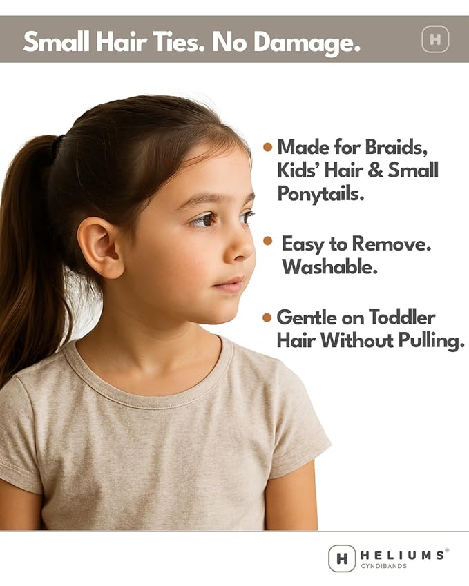 Heliums Small Hair Ties - Gold - 1 Inch Seamless No-Damage Ponytail Holders for Kids, Braids and Thin Hair - 20 Count