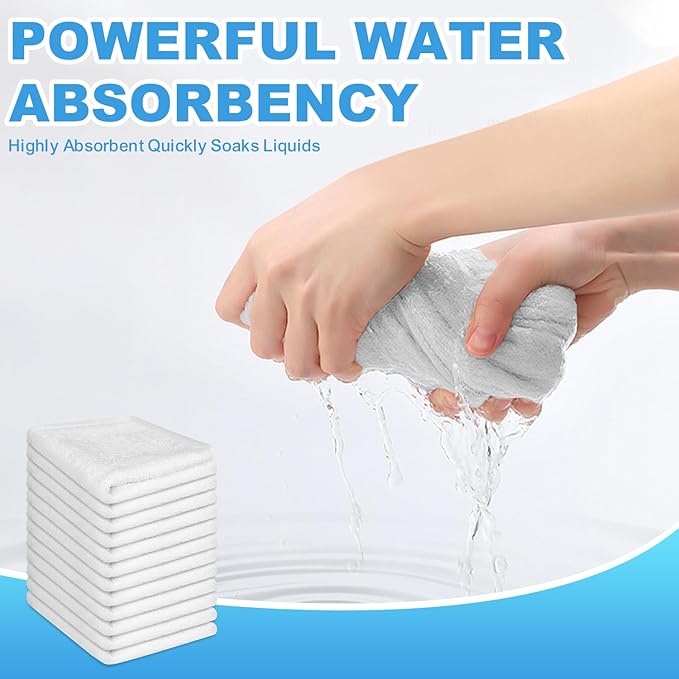 36 Pack 100% Cotton Wash Cloth, 12x12 Inch Highly Absorbent and Soft Feel Fingertip Towels, Machine Washable Washcloths for Bathroom, Gym, Hotel, Spa and Kitchen, White