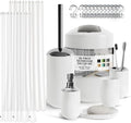 Clara Clark Bathroom Set - White Bathroom Accessories Set, 20PC Bathroom Accessory Set, Shower Curtain Set with Liner, Toothbrush Holder, Soap Dispenser, Soap Dish, Toilet Brush Holder, and Trash Can