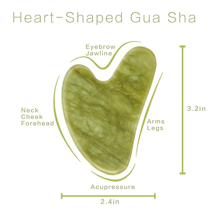 Gua Sha Facial Tools, Jade Guasha Tool for Face & Eye, Puffiness Reducing & Jawline Sculpting Face Stone Gua Sha Tools for Skin Care Woman GuaSha Stone Tool, Light Green