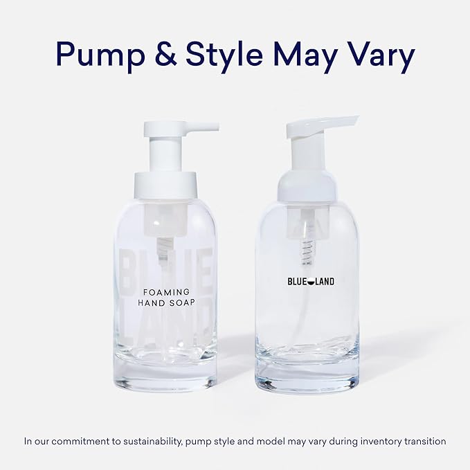 BLUELAND Hand Soap Starter Set, 1 Refillable Glass Foaming Hand Soap Dispenser with 4 Refill Tablets, Variety Scents, 4 x 9 Fl oz