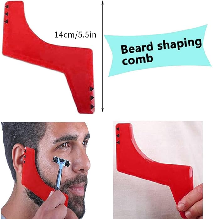 Beard Shaping Tool Kit Neckline Shaving Template Guide Set Red