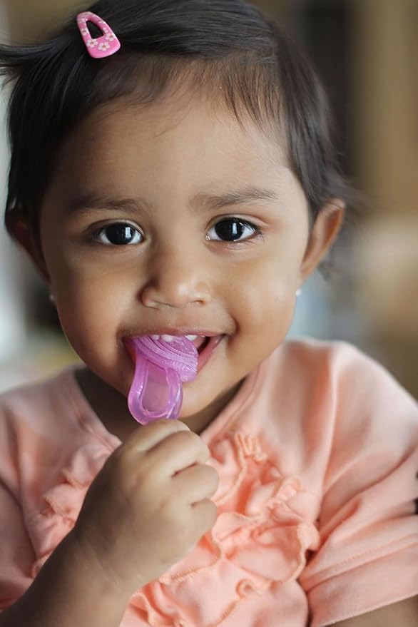 Brilliant Oral Care Baby’s First Toothbrush, Smooth Silicone Bristles Gently Clean Tender Teeth and Gums, for Ages 4+ Months, Clear, 2 Pack