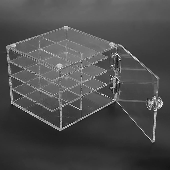 Dioche Acrylic Clear False Eyelash Organizer Case, 8 Layers False Eyelash Extension Carrying Box Acrylic Storage Box for Grafting Lash Extension, Cosmetic Makeup Storage Box