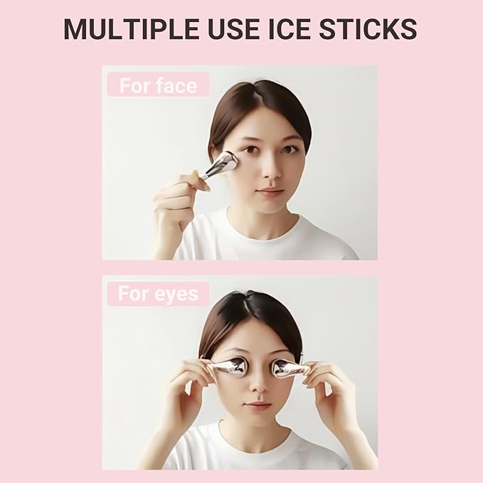 Cooling Globes for Face and Eyes, Ice Globes for Facials, Stainless Steel Cryo Sticks for Women and Ladies, Skin Care Tools Spa Roller, Anti-Aging, Wrinkles and Puffiness Relief (Black)