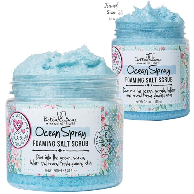 Bella & Bear Ocean Spray Scrub, No Sulphates, Parabens, No Harmful Chemicals, Cruelty-Free, Vegan-Friendly, Exfoliating, 6.7oz