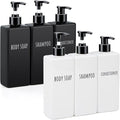 Segbeauty Refillable Shampoo and Conditioner Bottles Set, 6 Pack Empty Plastic Square Shower Bottle, 16.9oz 500ml Bathroom Soap Dispenser for Body Wash, Shampoo Containers for Shower Bathroom Kitchen
