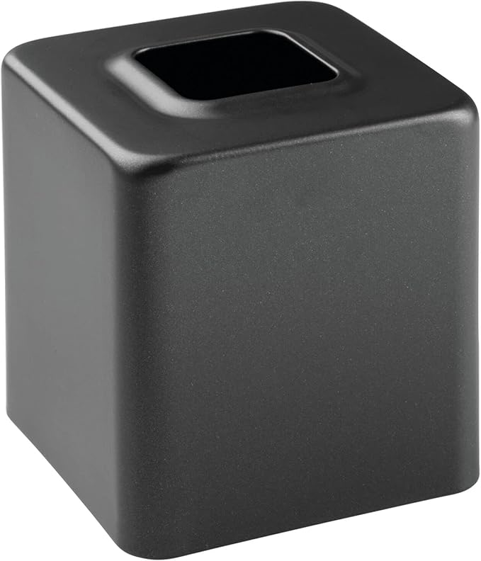 mDesign Tissue Box — Decorative Tissue Box Holder for Bedrooms, Bathrooms and More — Square Tissue Box Cover for Facial and Cosmetic Tissues — Black