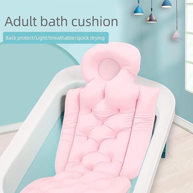 Generic Luxurious Full Body Bath Pillow for Bathtub - Comfortable Tub Cushion Mat with Headrest and Neck Support for Relaxation (Pink)