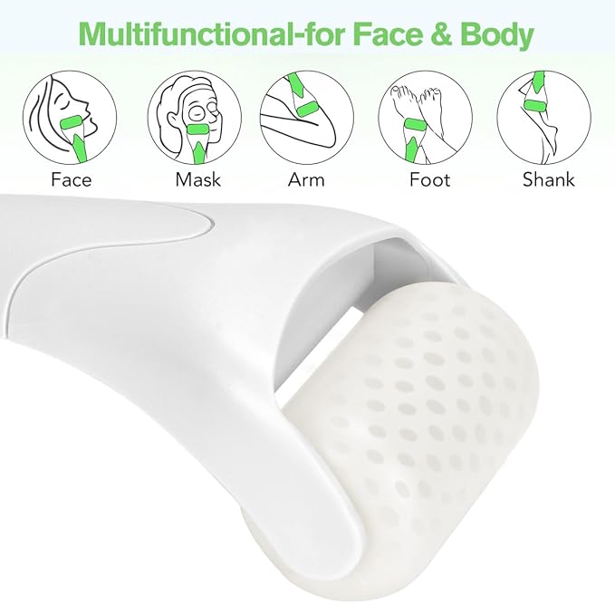 Ice Roller for Face,Eyes,Women Gifts Idea,Therapeutic Cooling to Tighten Brighten Complexion and Reduce Wrinkles,Massager Under Eye Puffiness,Migraine and Pain Relidf (White)