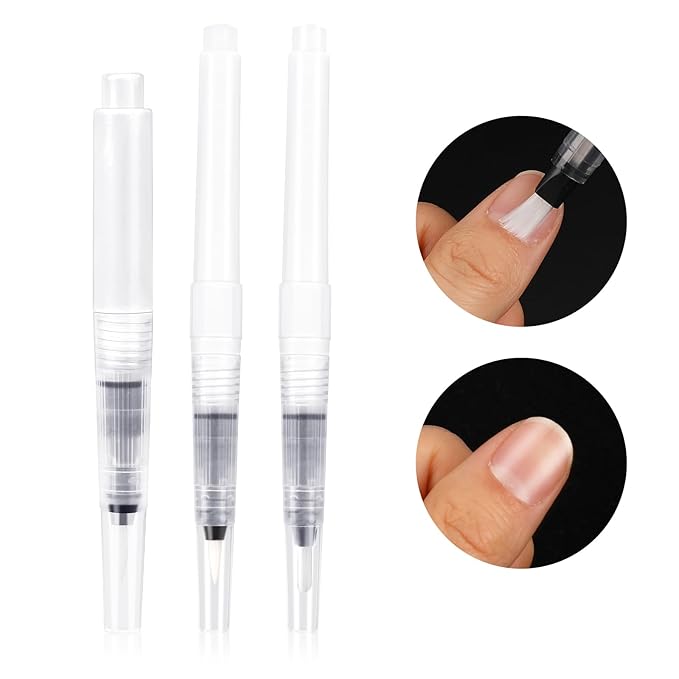 Refillable Cuticle Oil Pen,3PCS Empty Nail Oil Pen with Brush,Reusable Pinch Press Pen,Portable Sub-Bottling Pen for Lip-Gloss Foundation Cosmetics,Clear Refillable Applicator Pen for Nail Body Care