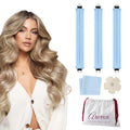 Heatless Curls Overnight Heatless Hair Curler Heatless Blowout with Luxury White Bag Silk Scarf, Curling Rod to Sleep in No Heat Curling Headband, (Blue 3PC)