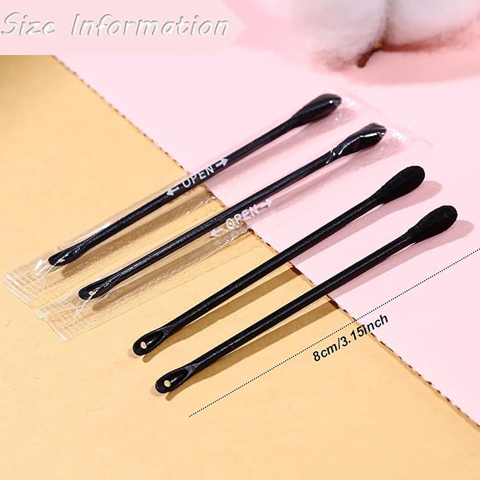 200Pcs Plastic Disposable Blackhead Remover Double-Headed Comedones Extractor Black Pimple Popper Tool Acne Removal Stick Cotton Swab Beauty Tool