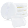 5 Pack Extra Large Body Powder Puff and Container, Soft Cotton 4.13 Inch Dusting Puffs with Washable Round Container for Woman Baby Body Face Loose Powder