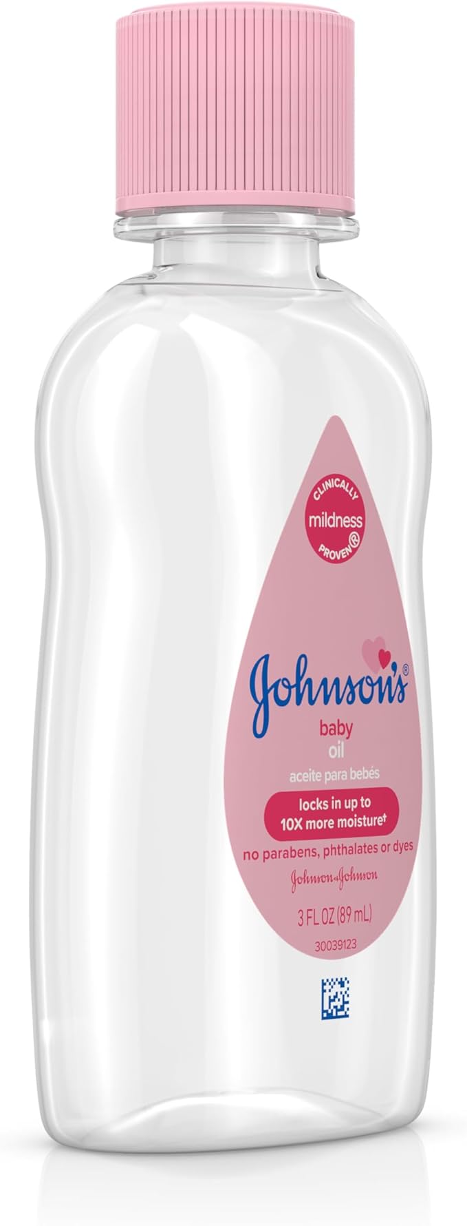 Johnson's Baby Oil, Pure Mineral Oil to Prevent Moisture Loss for Newborn, Kids, & Adults, Gentle, Soothing Baby Massage Oil, Dry Skin Relief, Hypoallergenic, Original Scent, Baby Essentials, 3 fl. oz