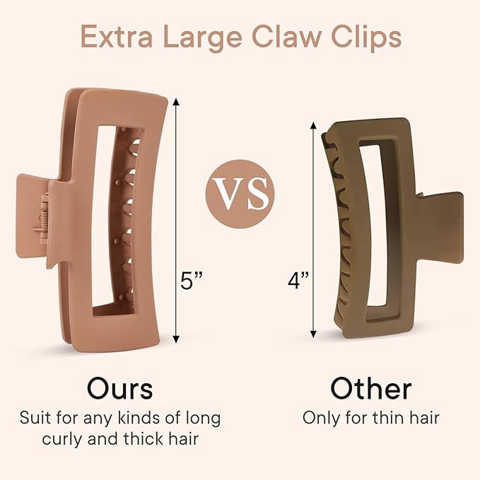 Extra Large Oversized Jumbo Claw Clips for Thick Hair - 4 Pack XL Non-slip Hair Accessories for Women and Girls