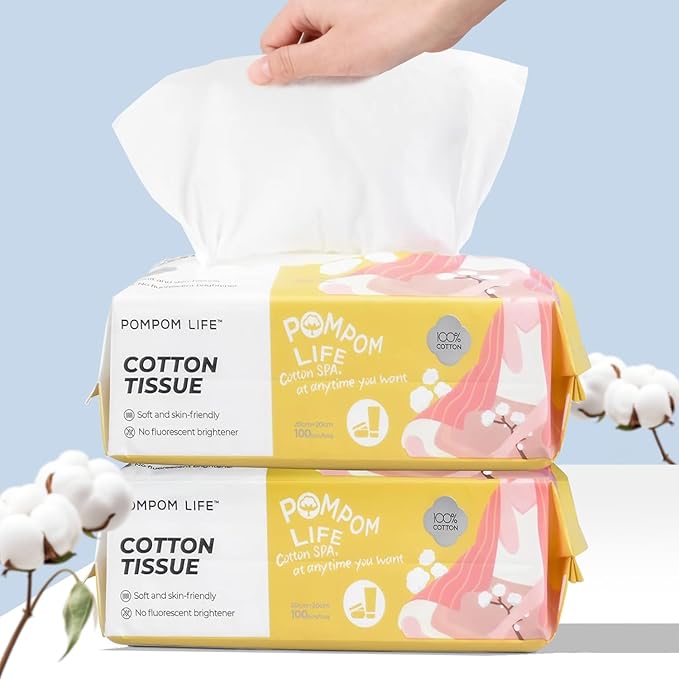 Disposable Face Towel 200 Cont, 7.9"X7.9"Clean Face Towelettes for Washing Face, 100% Cotton Soft Dry Wipe, Biodegradable Face Towels & Facial Tissuel Travel Size for Cleaning,Makeup Removal