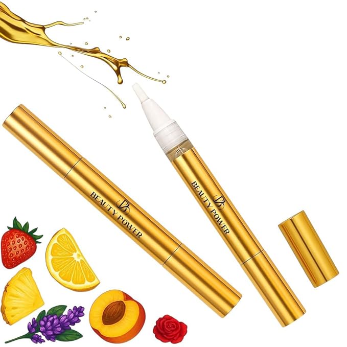 Nail Oil Cuticle Pen - Peach - Nail Strengthener & Growth Serum with Vitamin A, D, E, B5, Grapeseed & Natural Oils - Repair for Brittle, Peeling, Thin Nails - Gift Idea