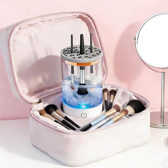 3 In 1 Electric Makeup Brush Cleaner Machine,Automatic Makeup Brush Cleaner Electric,Cleaning Tool,Cosmetic Brushes Cleaners,For Deep Cleaning (White)
