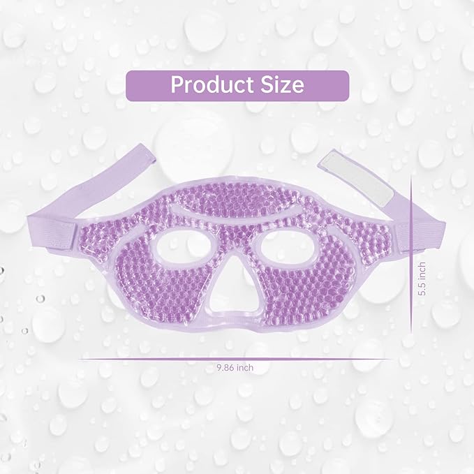 Ice Face Eye Mask for Woman Man,Hot or Cold Gel Bead Face Ice Mask Reusable,Cooling Freezer Eye Mask for Puffy Eyes, Redness, Headaches, Stress