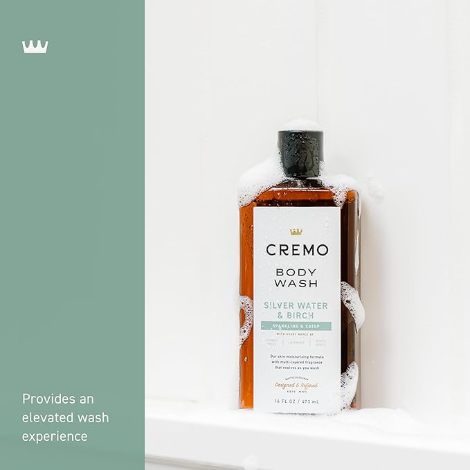 Cremo Body Wash for Men, Rich-Lathering Silver Water & Birch, 16 Fl Oz