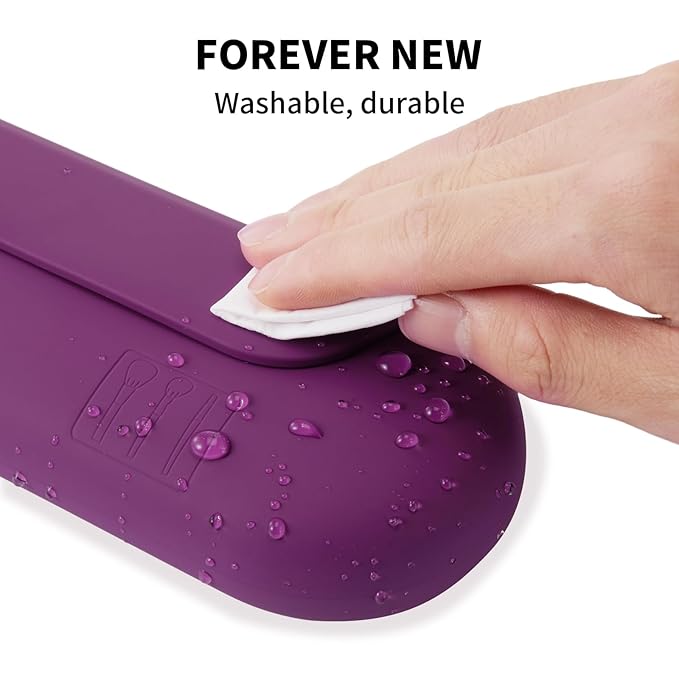 Silicone Makeup Brush Holder Travel Cosmetic Bag：Soft Portable Cosmetic Face Brushes Holder with Upgrade Anti-Fall Out Magnetic Closure, Large Travel Makeup Brush Case - Dark Pruple