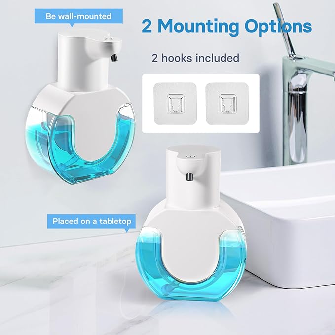 2 Pack Automatic Foaming Soap Dispenser 14.2oz/420ML Touchless Automatic Foaming Soap Dispenser,Rechargeabled Wall Mounted Smart Pump for Bathroom Kitchen