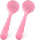 2Pack Silicone Face Brush Manual Face Scrub Brush Soft Facial Brushes Waterproof Exfoliating Face Brush Skin Friendly Face Cleaner Brush for Women and Men Blackheads Makeup Residues Removal(Pink)